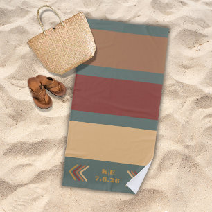 Stylish Modern Rustic Monogrammed Beach Towel