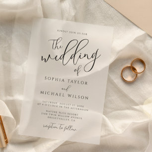 Stylish Modern Script Black Wedding Acrylic Invitations