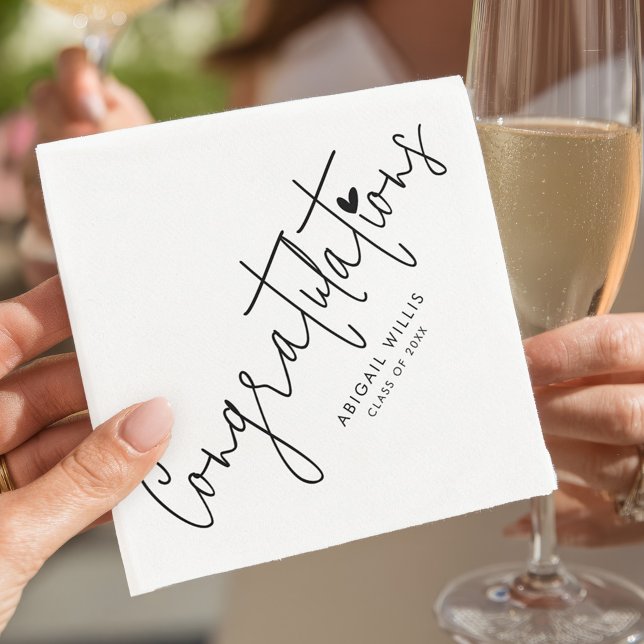 Stylish Modern Script Graduate Party Custom Napkin (Creator Uploaded)