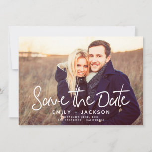 Stylish Modern Script Save the Date Photo