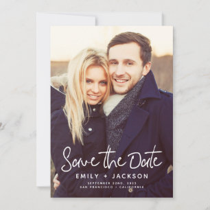 Stylish Modern Script Save the Date Photo