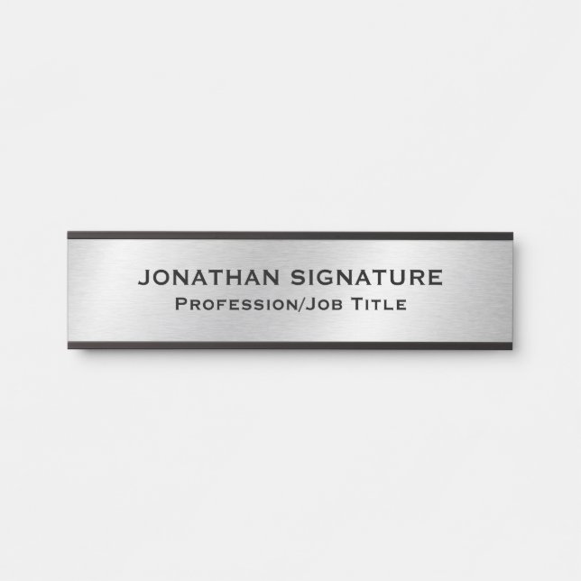 Stylish Modern Silver Glamourous Template Door  Sign (Front)