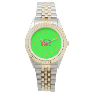 STYLISH MODERN SILVERY GOLDEN NEON GREEN BRANDED WATCH