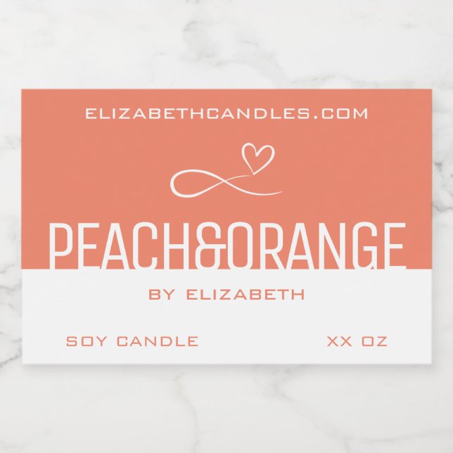 Stylish Modern Simple Plain Peach White Candle & Food Label (Single Label)