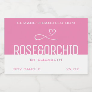 Stylish Modern Simple Plain Pink White Candle & Food Label
