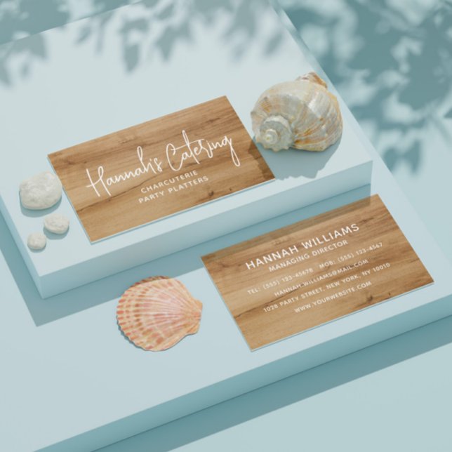 Stylish Modern Simple Wood Elegant Script Catering Business Card (Creator Uploaded)
