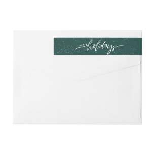 Stylish Modern Snowfall Green Holidays Wrap Around Label