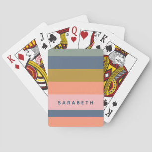 Stylish Modern Stripes in Pretty Earth Tones Name Playing Cards