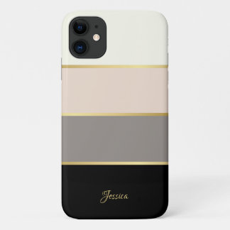 Stylish Modern Stripes Pattern with Name Case-Mate iPhone Case