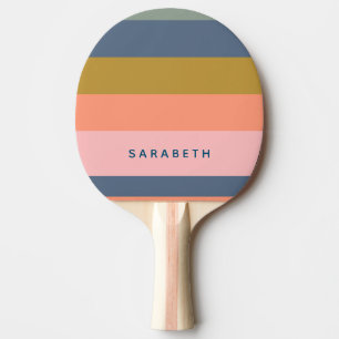 Stylish Modern Stripes Pretty Earth Tones Custom Ping Pong Paddle