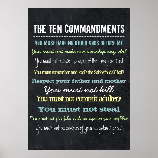 Stylish Modern Ten Commandments Sign (Front)