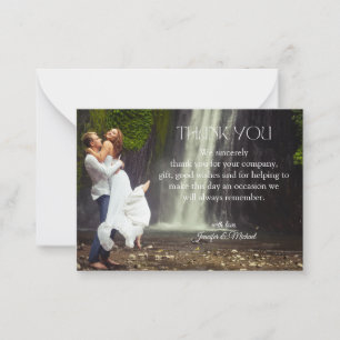 stylish modern thank you script wedding photo  card