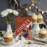 Stylish Modern Thirty | 30th Birthday 3 Photo Invitation<br><div class="desc">Celebrate a milestone in style with this Modern Thirty | 30th Birthday 3 Photo Invitation Template. Designed with a sleek and contemporary layout, this invitation features three photo slots to showcase your favourite memories. The bold "THIRTY" typography stands out against a warm terracotta background, making a statement for any 30th...</div>