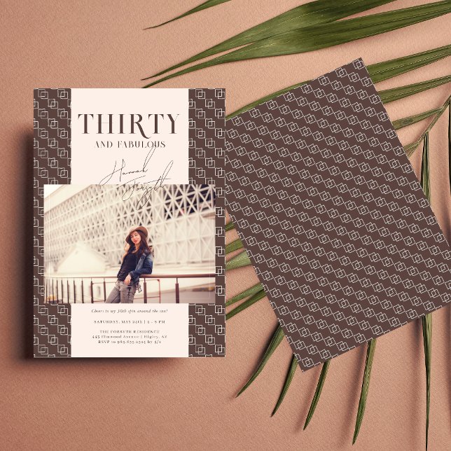 Stylish Modern Thirty | 30th Birthday Photo Invitation (Creator Uploaded)