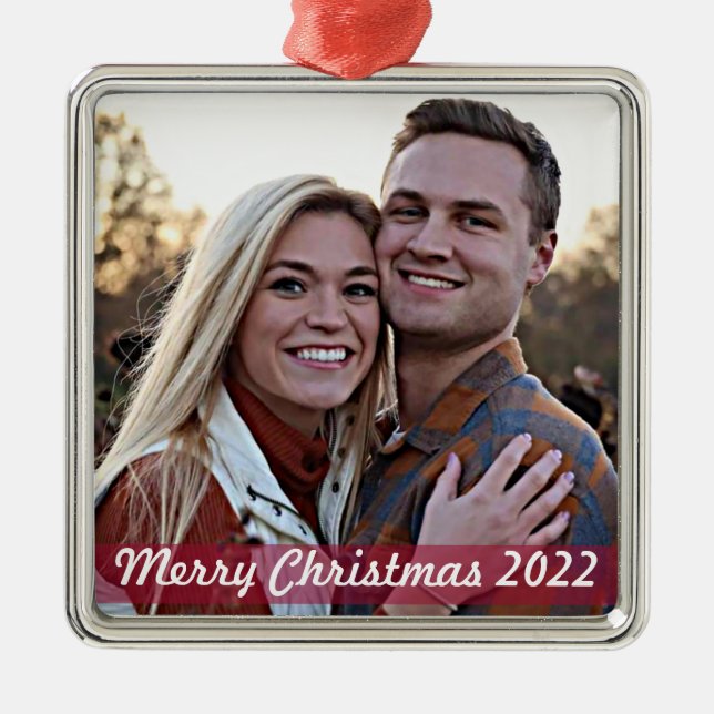 Stylish Modern Trendy Couple Metal Ornament (Front)
