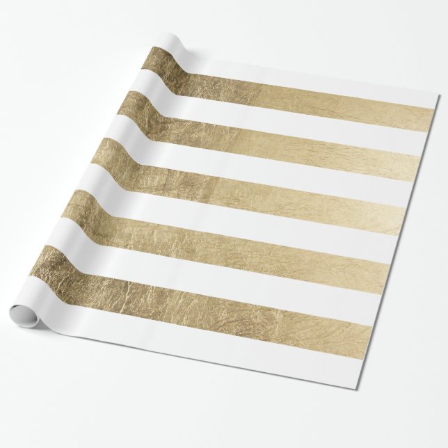 Stylish modern trendy faux gold foil stripes wrapping paper (Unrolled)
