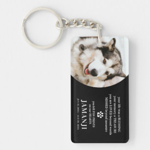 Stylish Modern Tribute Quote Photo Pet Remembrance Key Ring