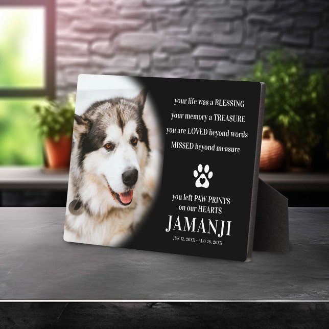Stylish Modern Tribute Quote Photo Pet Remembrance Plaque (Creator Uploaded)