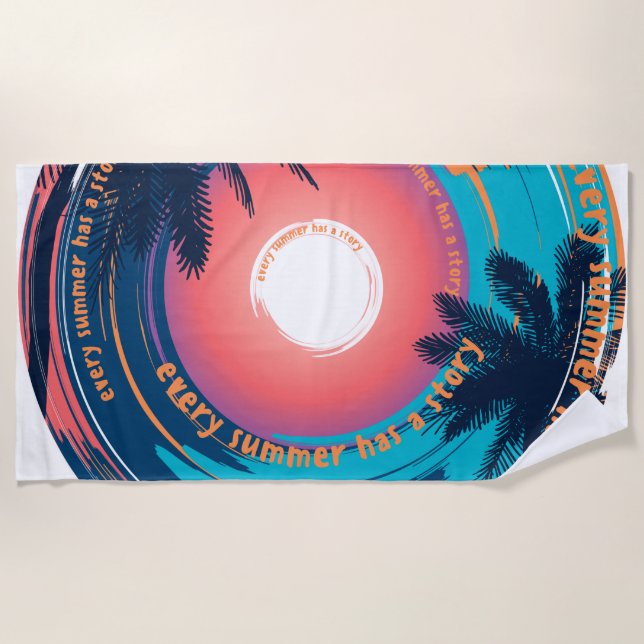 Stylish Modern Tropical Sunset Summer Beach Towel (Front)