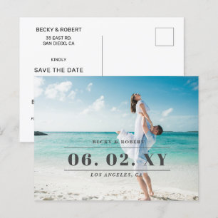 Stylish Modern Typography Photo Save the Date Announcement Postcard
