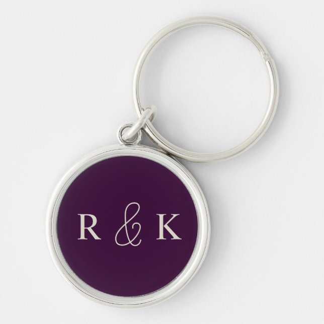 Stylish modern wedding personalised key ring (Front)