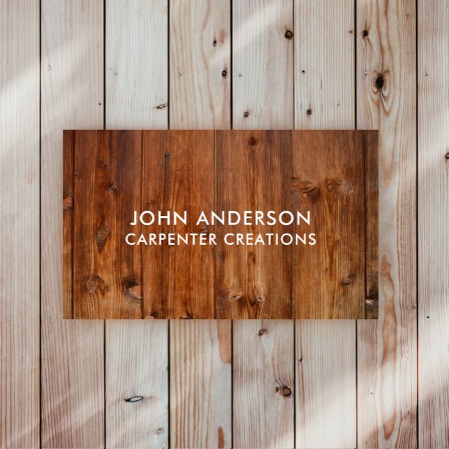 Stylish Modern Wooden Carpentry Business Card (Creator Uploaded)