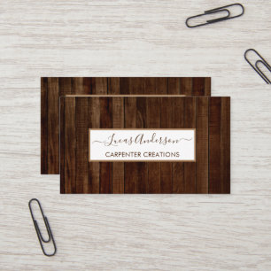 Stylish Modern Wooden Carpentry Construction Busin Business Card