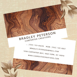 Stylish Modern Wooden Carpentry Construction Busin Business Card