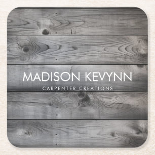 Stylish Modern Wooden Carpentry Construction Busin Square Paper Coaster