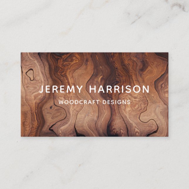 Stylish Modern Wooden Carpentry Construction Business Card (Front)
