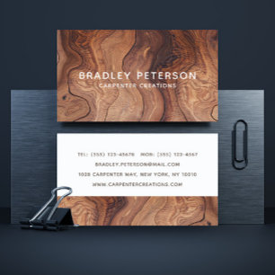 Stylish Modern Wooden Carpentry Construction Business Card