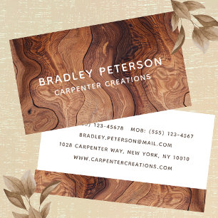 Stylish Modern Wooden Carpentry Construction Business Card