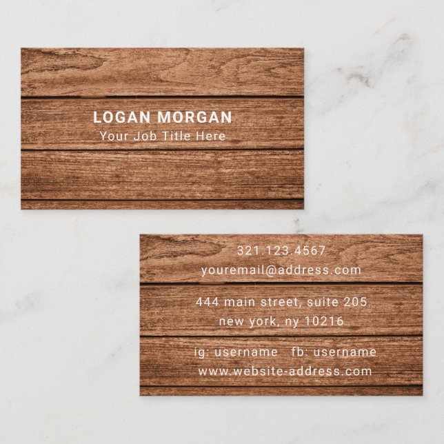 Stylish Modern Wooden Carpentry Construction Business Card (Front/Back)