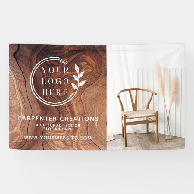 Stylish Modern Wooden Carpentry Logo Photo Banner (Horizontal)
