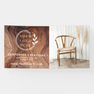 Stylish Modern Wooden Carpentry Logo Photo Banner