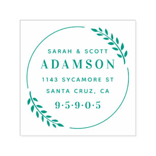 Stylish Modern Wreath Newly Weds Return Address Self-inking Stamp