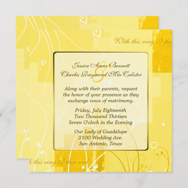 Stylish Modern Yellow Wedding Invitation (Front/Back)