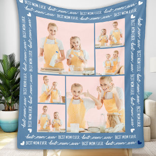 Stylish MOM Custom 6 Photo Collage Mother's Day Fleece Blanket