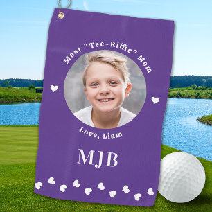 Stylish MOM Personalised Photo Chic Golfer Purple  Golf Towel
