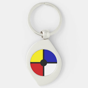 Stylish Mondrian Inspired Art & Basic Colours Key Ring
