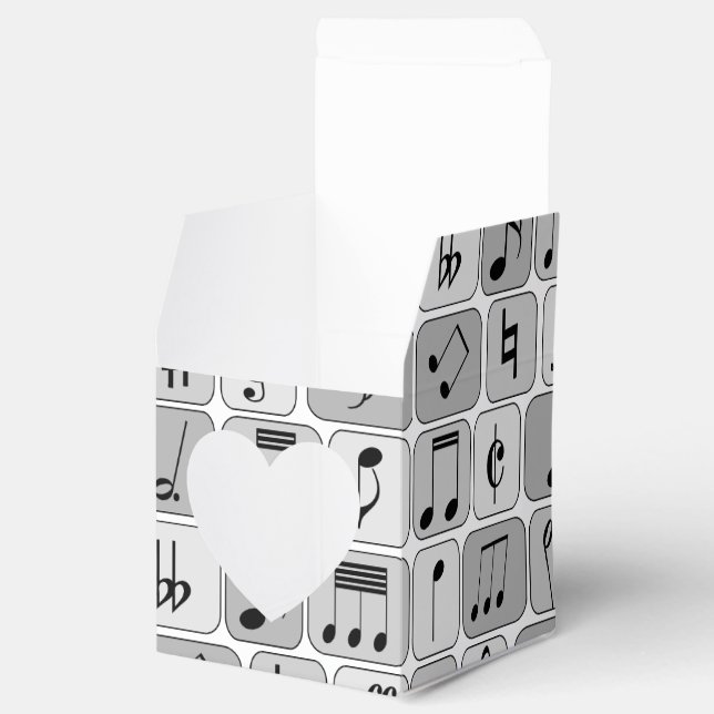 Stylish Monochrome Geometric Music Notes Pattern Favour Box (Opened)