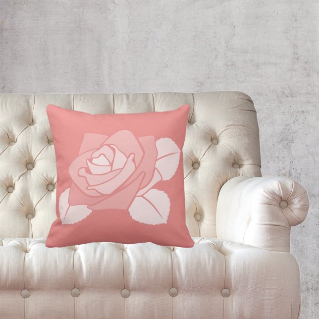 Stylish Monochrome Pale Red Rose Throw Pillow (Creator Uploaded)