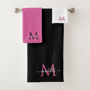 Stylish Monogram and name Bath Towel Set