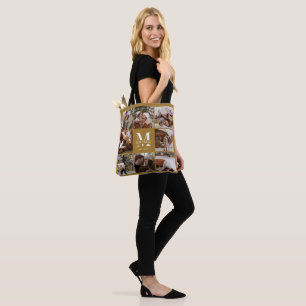 Stylish Monogram and Photo Collage Personalised Tote Bag