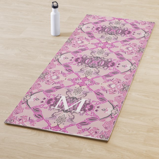 Stylish Monogram Baroque Pattern in Pink Shades Yoga Mat (In Situ)