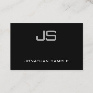 Stylish Monogram Black And White Plain Aesthetic Business Card