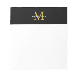 Stylish Monogram Black Gold Professional Modern Notepad
