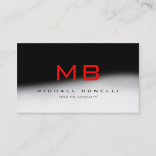 Stylish Monogram Black Red Trendy Business Card