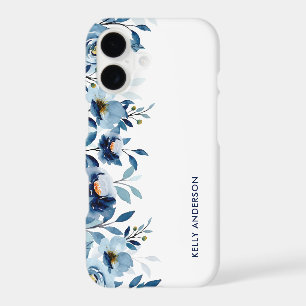 Stylish Monogram Blue Watercolor floral