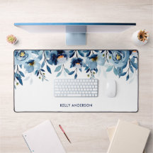 Stylish Monogram Blue Watercolor floral
